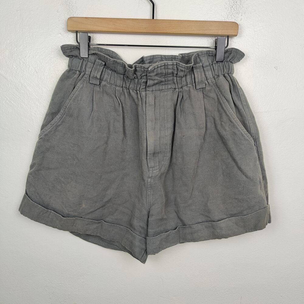 Apiece Apart Son Vida Shorts‎ Womens Small Carbon Gray High Waist Linen Blend